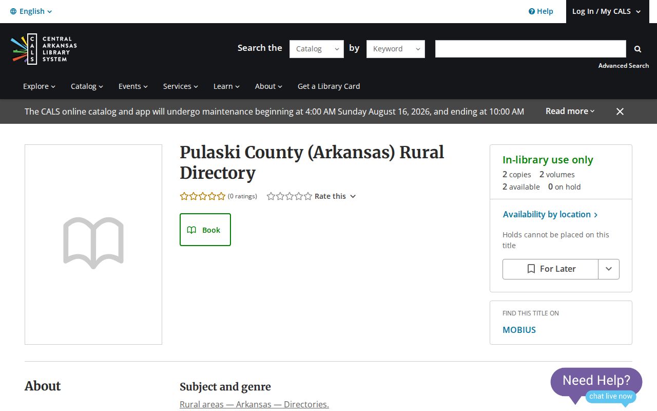 Jacksonville city directory record for the 1952 Pulaski County Rural Directory