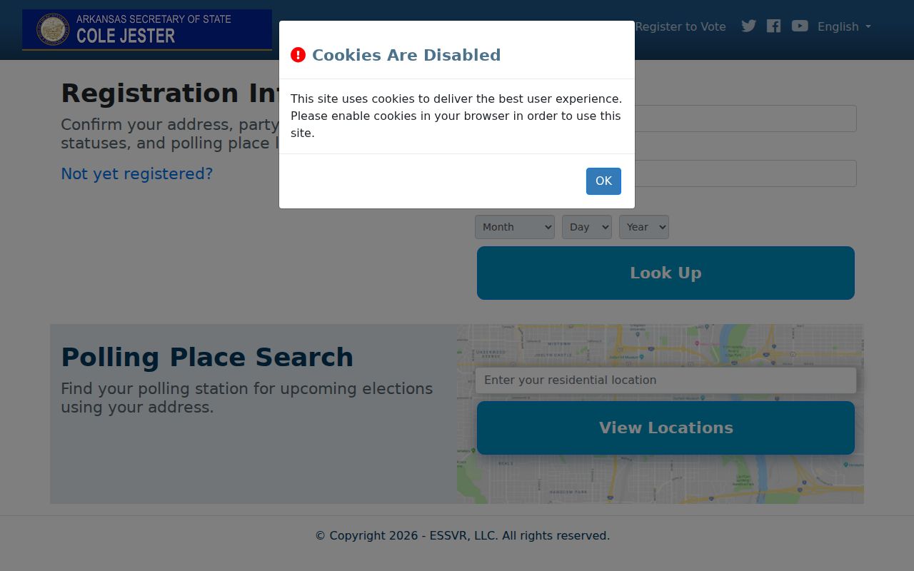 Jacksonville residents directory Arkansas VoterView verification