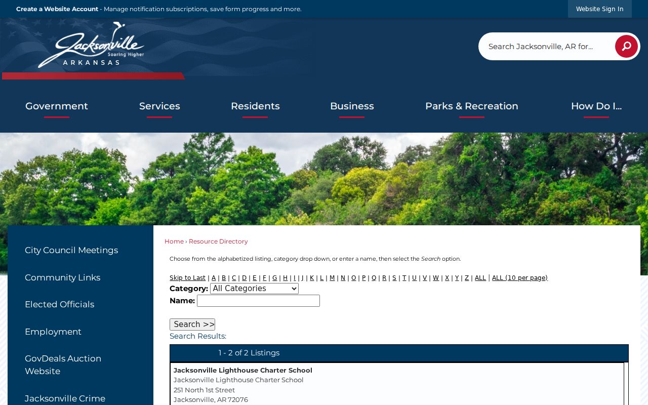 Jacksonville ZIP code directory resource locations